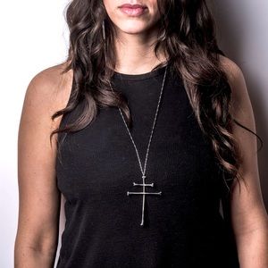 Blood Milk As Above, So Below Large Lorraine Cross Sterling Necklace